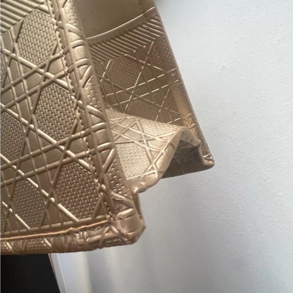 Rare Authentic Christian Dior Book Tote Big Size Handbag Golden Canvas - Picture 7 of 12